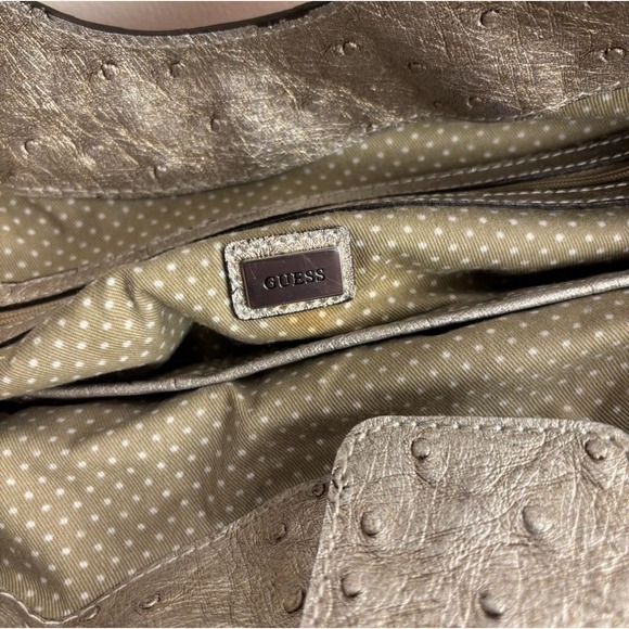 Guess‎ Y2K Metallic Red, Pink, & Silver Bag w/ Ostrich Patterned Trim - No Strap
